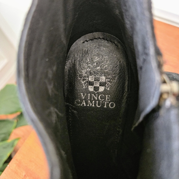 Vince Camuto Cannon Black Suede Metal Chain Ankle Booties - Picture 5 of 5